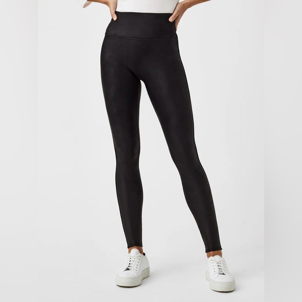 Spanx Faux Leather Fleece-Lined Black Leggings